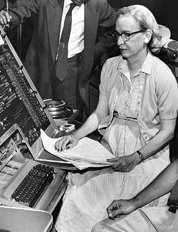 Grace Hopper developed the first compiler, and was Director of the department that developed COBOL. Image credit: Smithsonian Institution/CC-A.